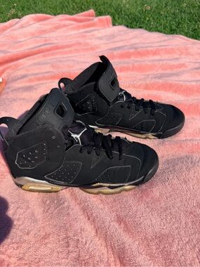 Air Jordan 6 Retro GS "Chrome" Black Silver Size 3.5Y / Women's 5
